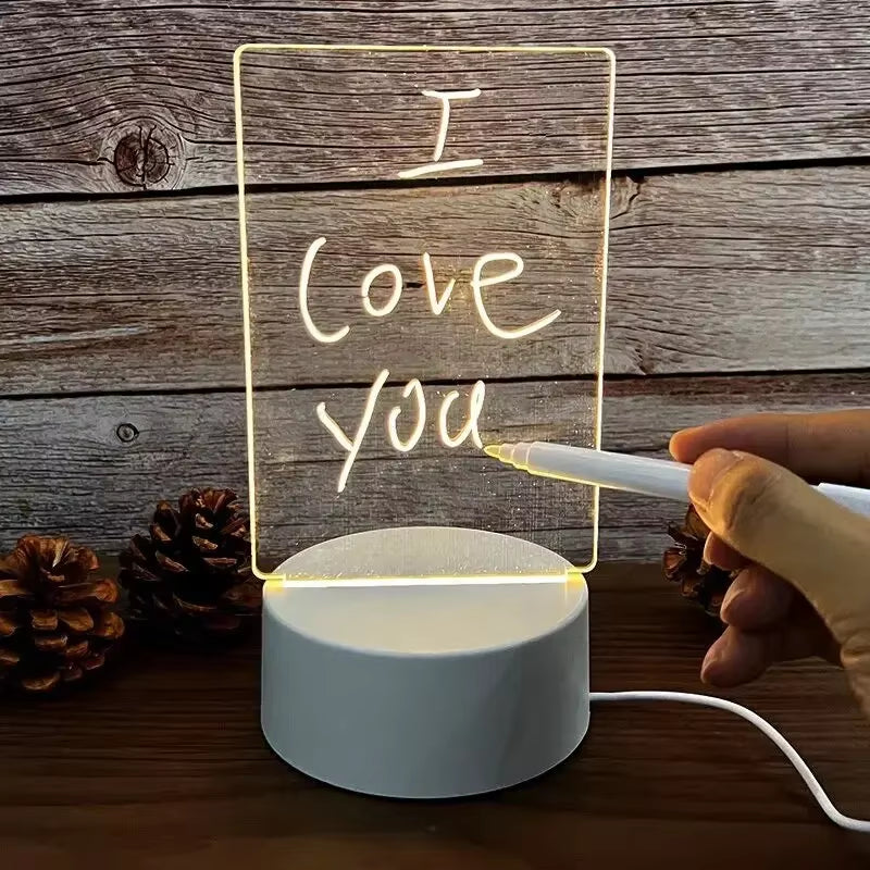 Diy Notepad LED Drawing Board Glowing Acrylic Message Board with Pen Erasable Children'S Drawing Letter Message Board Night Lamp
